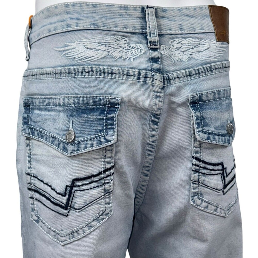 Tc And Co Mens 34X32 Jeans Denim Straight Fit Embroidered Angel Wing Y2K New